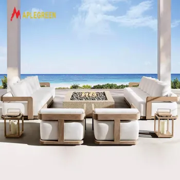 Modern Teak Wood Lounge Sofa Set for Luxury Outdoor Garden and Patio