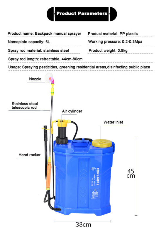 1.6L manual spray agricultural disinfection backpack sprayer pesticide spraying high pressure spray