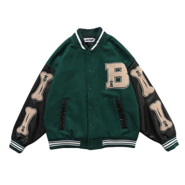 Maglia da baseball vintage ricamata verde e blu per le coppie
