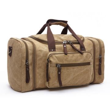 Waxed Canvas Leather Travel Duffel Bag for Men - Gym, Sports, Weekender, Luggage, Carry-On