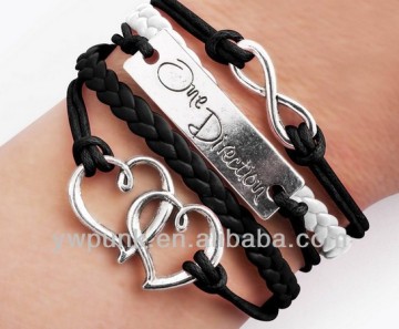Europe fashion handmade lots love hearts infinite sign bracelets black celebrity jewelry