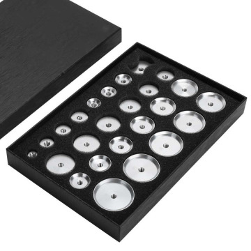 25pcs Watch Capping Machine Dies, Back Cover Pressing, Aluminum Mold Accessories: Including 10pcs 12-33mm Round Dies & 14pcs 17-44mm Press Dies