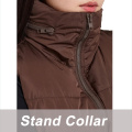 Brown Sleeveless Women's Puffer Jacket