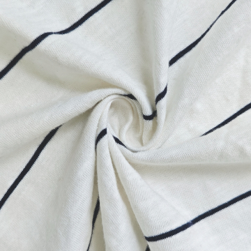 Moisture-Absorbent CVC Yarn Dyed Stripe Slub Cotton Blend T-shirt Fabric (80% Cotton, 20% Polyester)
