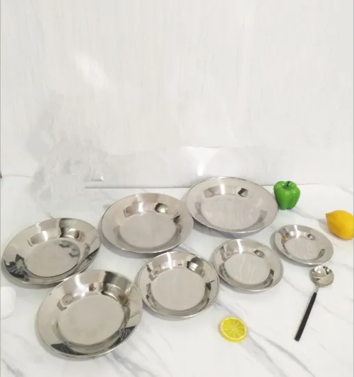 High Quality 201 Stainless Steel Round Serving Tray