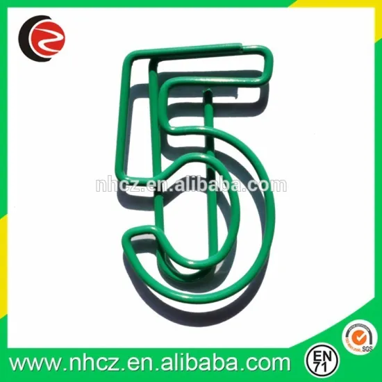 decorative number shaped plastic paper clip