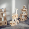 Luxury Cat Tree House Modern Design Cat Scratcher Tower Indoor Climbing Furniture Natural Wood Sisal Column Multi Level Carton