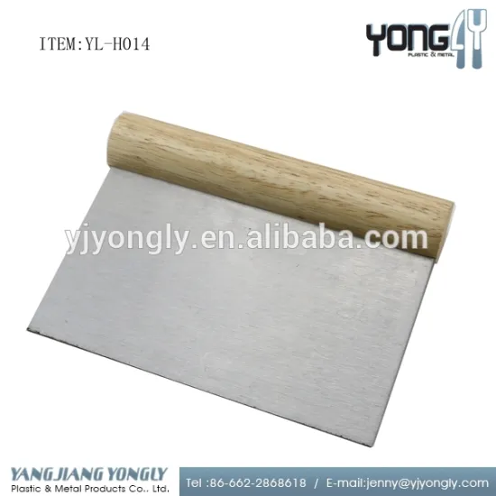 Round Wood Handle Stainless Steel Baking Dough Scraper manual food chopper