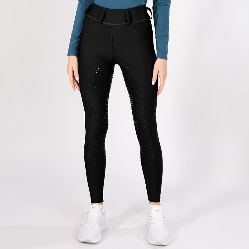 Classic Black Ladies Equestrian Silicone Breeches Pants