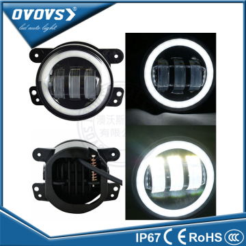 4 inch universal led super bright fog light projector lens with colorful halo rings engle eyes