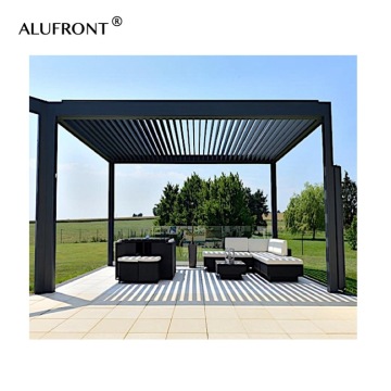 ALUFRONT High-end Motorized Aluminum Pergola Louver Roof - Factory Direct Gazebo with Waterproof Side Screens