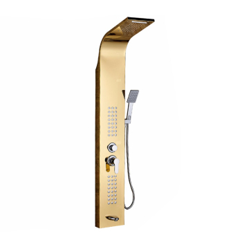 Gold Plated Wall-Mounted Thermostatic Shower Panel with Triple Handles