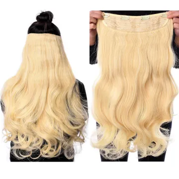 Natural Blonde Brown Black 24 inch Heat Resistant Fiber Long Wavy One Piece Clip in Hair Extension Synthetic Hair Extensions