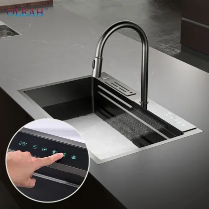 Kitchen Sink Smart Raindance Rectangular 304 Bowl Stainless Steel Waterfall Kitchen Sink