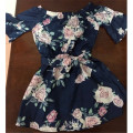 Mother and Daughter Boho Dresses Fashion Parent-child Off-shoulder Dress Family Matching Outfits Mom Half Sleeve Printed Dresses