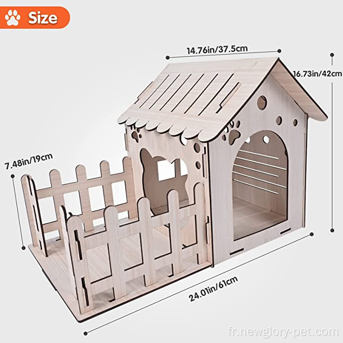 Grand château de lapin en bois avec cour