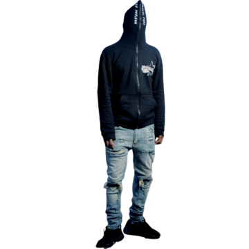 High Street Men's Cotton Full Zip Up Hoodie with Screen Print