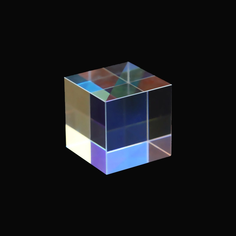 Decorated Colored Glass Cube Optical Prism