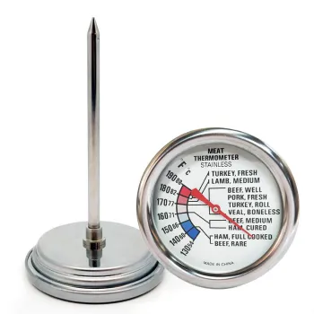 Professional Meat Cooking Thermometer - Stainless Steel, Oven Safe, BBQ & Poultry Probe for Accurate Meat Temperature Measurement
