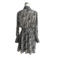 Shirt Collar Zebra Print Midi Dress