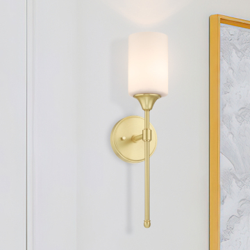 US Free Shipping Luxury Farmhouse Glass Golden Iron LED Wall Lamp