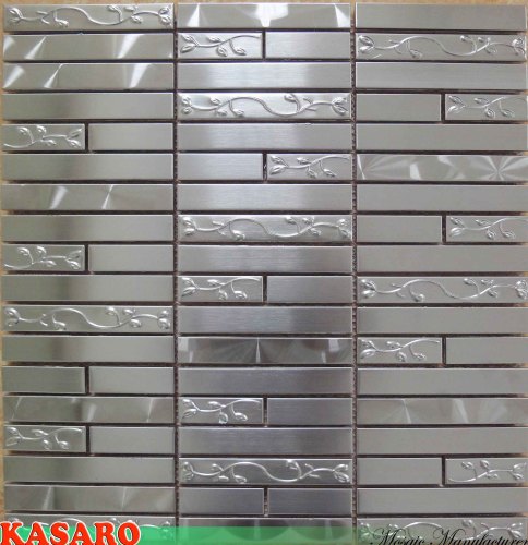 Embossed Strip Stainless Steel Mosaic Tiles (KSL6652)