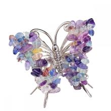 Fluorite Butterfly Decoration Healing Crystal Chip Beads Ornament Home Decor Gifts