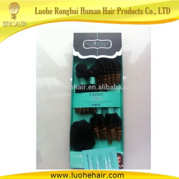 Elegant packing synthetic candy wave 7 pcs one pack with closure afro curly hair extension