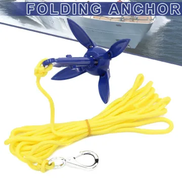 4-Tine R Owing Boats Folding Anchor Small Boat Anchor Marine Rope Kit for Kayak Canoe Boat Marine Sailboat Watercraft