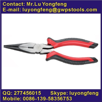 Cr-V American type long nose pliers with 2-color handle