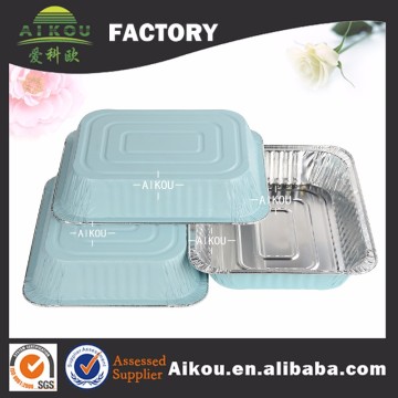 Disposable coated color food grade hard half size aluminum foil dish