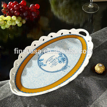 15 Inches Elegant Fine New Bone China Ceramic Hollow-out Tray of New Classic
