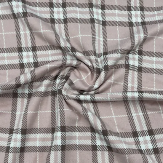 Polyester Spandex Blend Brushed Plaid Shirt Fabric