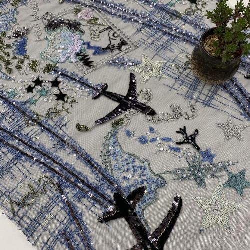 Tissu de broderie paillettes multicolores série Star