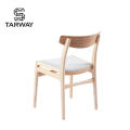 High Quality Home Furniture Solid Wood Frame Cushion Seat Oak Wooden Dining Chair