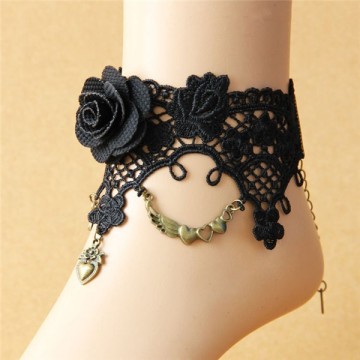 MYLOVE vintage rose black lace anklet belly dance anklet fancy anklet MLFL93