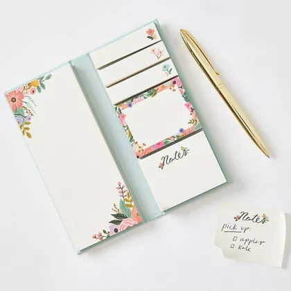 Custom Floral Printed Die Cut Paper Tear Off Post-it Note Pad Set