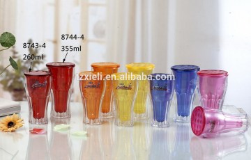 promotion Double Layer juice Cup,Double Wall Plastic Cup With Lid,Plastic cold water cup