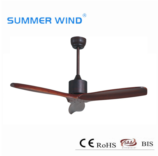 Real wood 3 blades ceiling fan without light