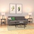Blackened Bronze Floor Lamp White Fabric Drum Shade