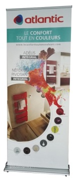 Silver steppy retractable banner stand