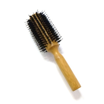 Custom Bamboo Round Hairbrush with Boar Bristles and Wooden Handle: Premium Hair Grooming Tool
