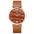 Ins Semi-Pretecy Marble Dial Cailz Leather Watch