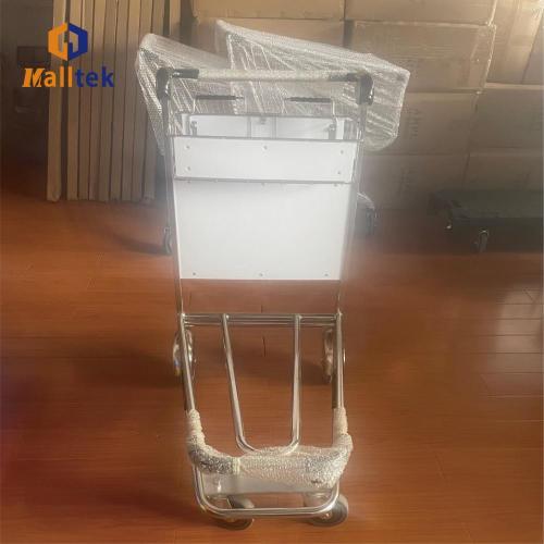 2 tiers stainless steel airport luggage trolley