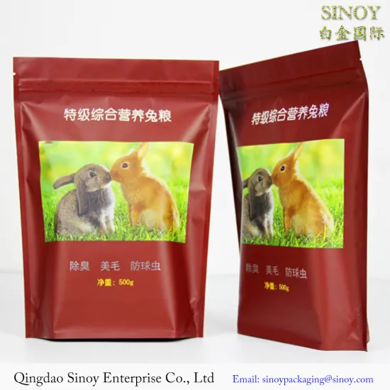 Custom Plastic Rabbit Treats Packaging Bags Stand Up Pet Food Bag