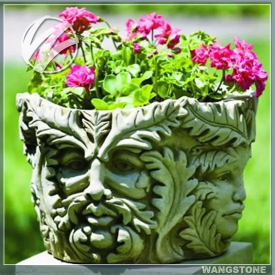 Abstract Human Face Stone Garden Decorative Planter