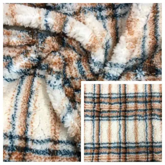 100%Polyester One Side Shuvelvteen Fleece with Check Printed