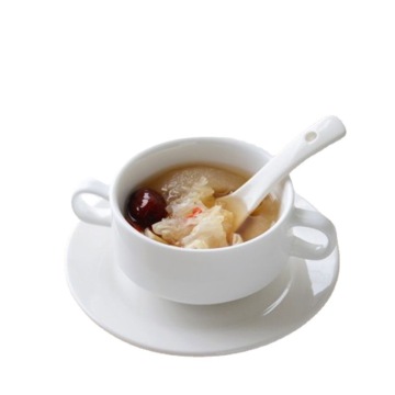 White Porcelain Small Bowl for Dessert - Ceramic Bowl with Double Ear