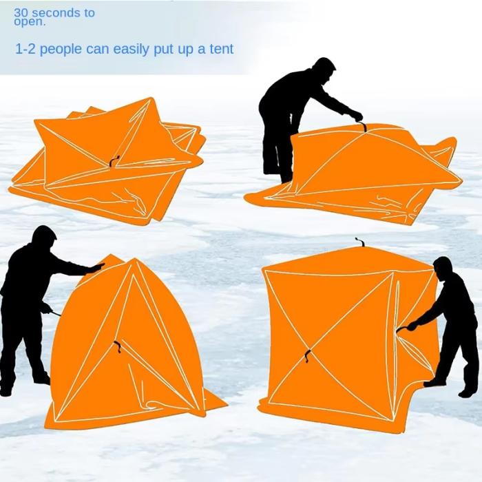 Appelsínugult vetrarís veiði tjald með fjórum hornum