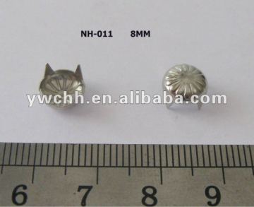 Decorative nailhead with dome shape for hats bags and leather